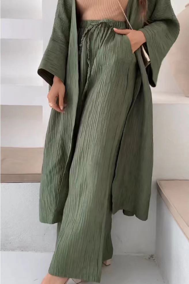 Women's Relaxed Co-Ord Set with Longline Top and Wide Leg Trousers