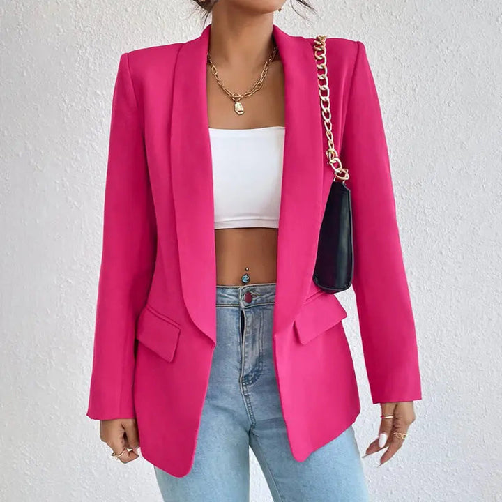 Women's Tailored Longline Blazer with Notch Lapels and Single Button Front