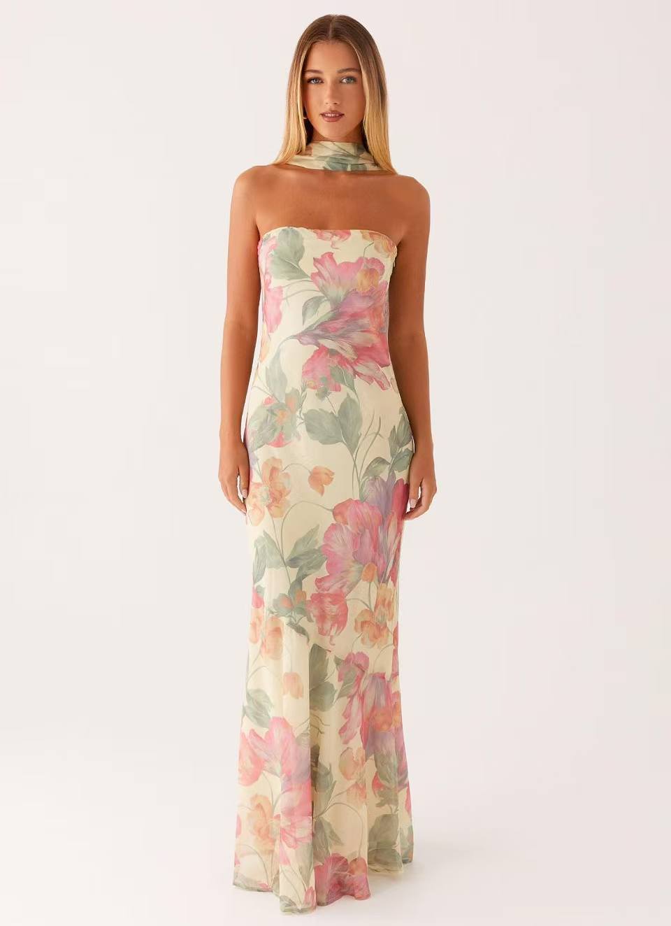 Women's Evening Bandeau Maxi Dress with Mermaid Skirt