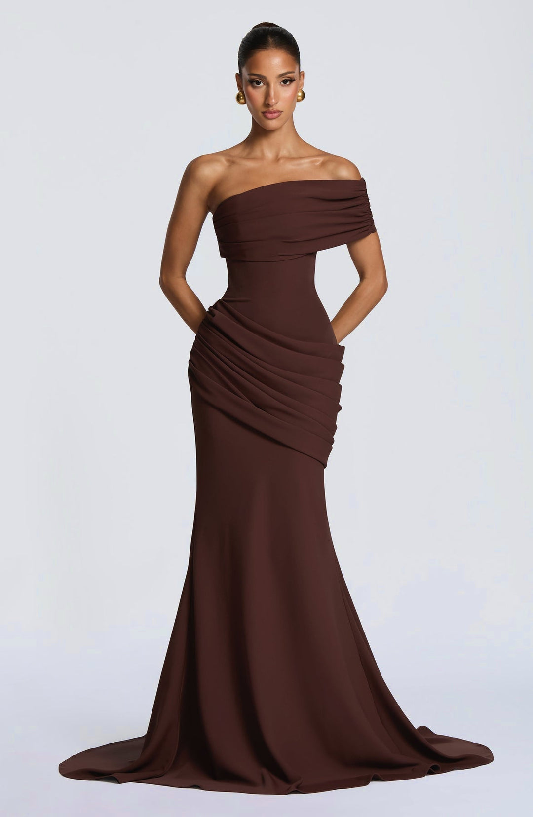 Women's Evening One Shoulder Maxi Dress with Mermaid Skirt