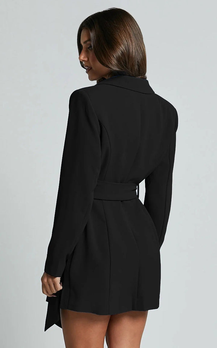 Women's Belted Blazer Dress with Tailored Fit