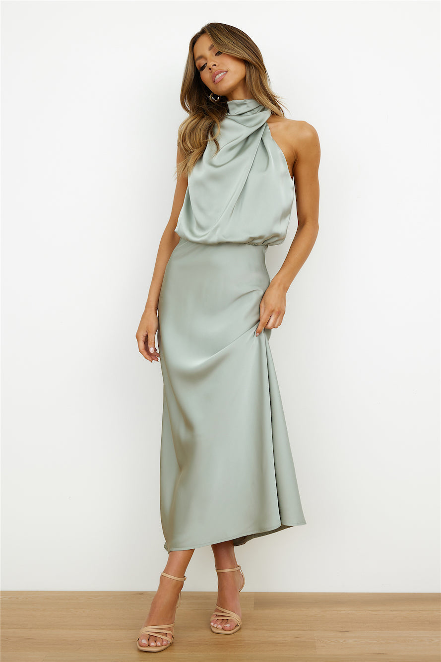 Women's Occasion Midi Dress with Halter Neck and Draped Detail