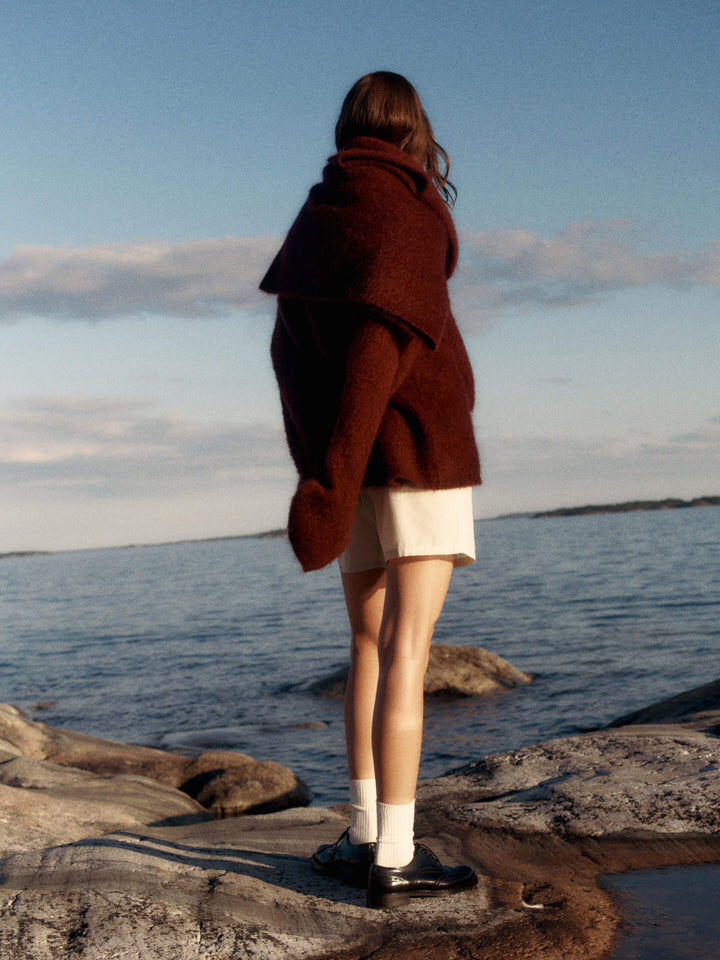Women's Knitted Co-Ord Set with Long Sleeve Jumper and Pleated Midi Skirt
