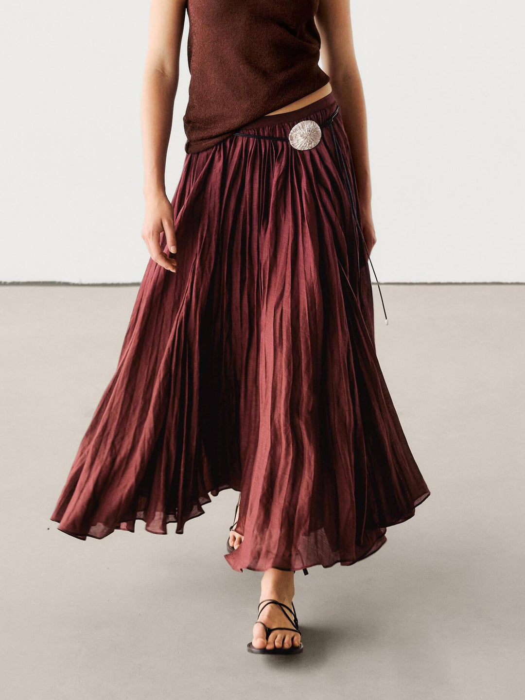 Women's Knitted Co-Ord Set with Long Sleeve Jumper and Pleated Midi Skirt