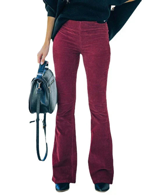 Women's Flared Trousers with High Waist and Tailored Fit