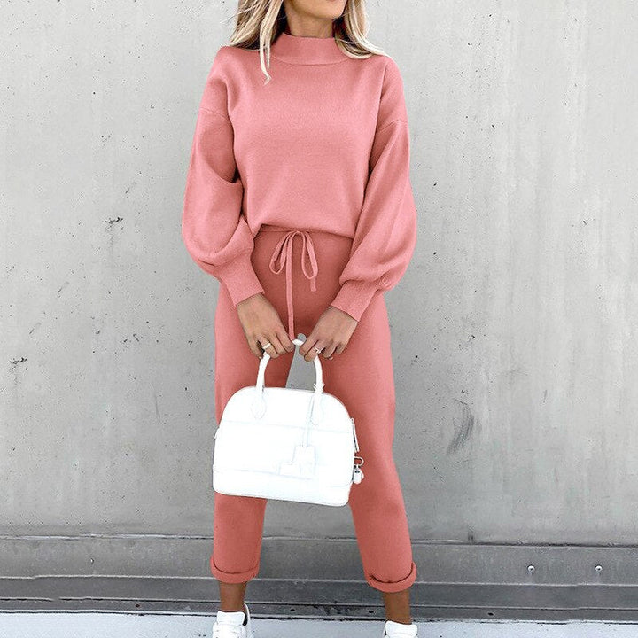 Women's Knit Co Ord Set with High Neck Jumper and Joggers
