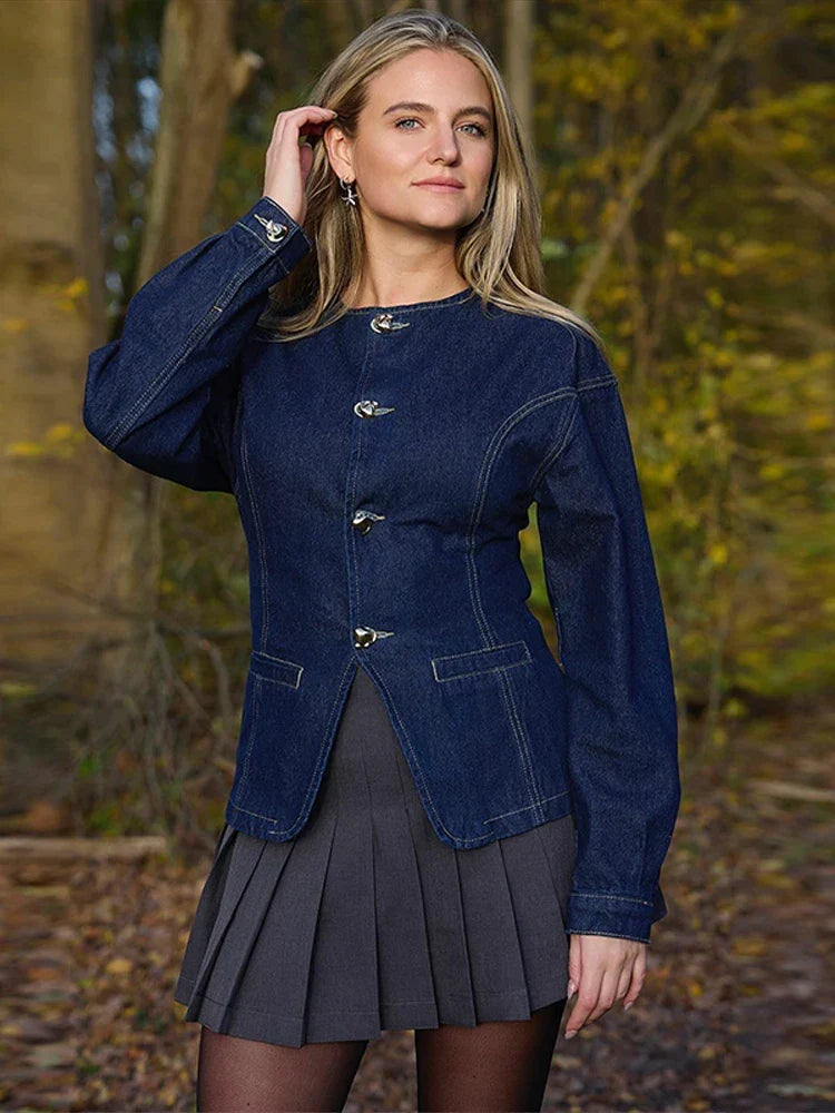 Women's Tailored Co-Ord Set with Button Front Jacket and Wide Leg Trousers
