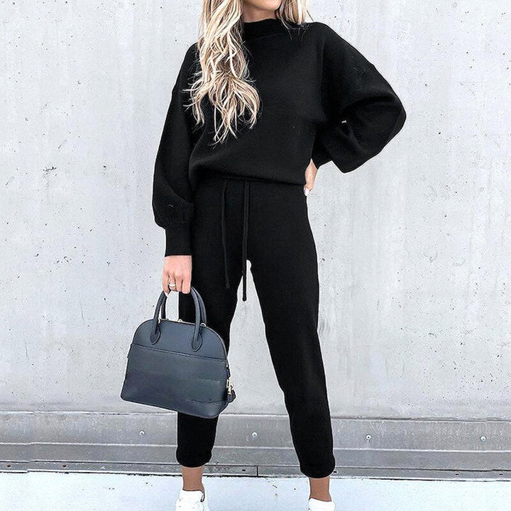 Women's Knit Co Ord Set with High Neck Jumper and Joggers