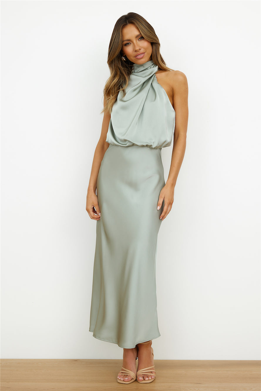 Women's Occasion Midi Dress with Halter Neck and Draped Detail