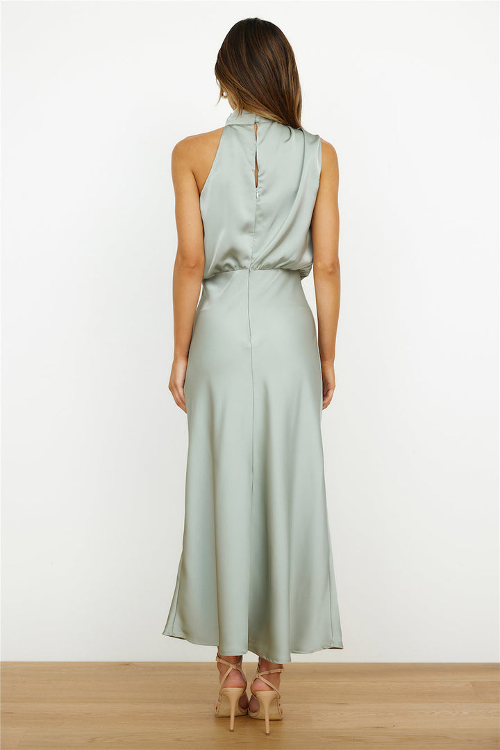 Women's Occasion Midi Dress with Halter Neck and Draped Detail
