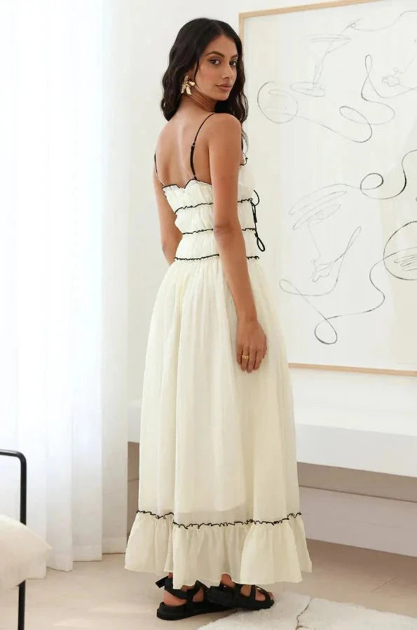 Women's Wedding Guest Maxi Dress with Ruffle Hem