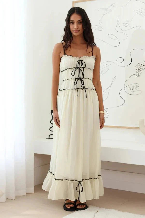 Women's Wedding Guest Maxi Dress with Ruffle Hem