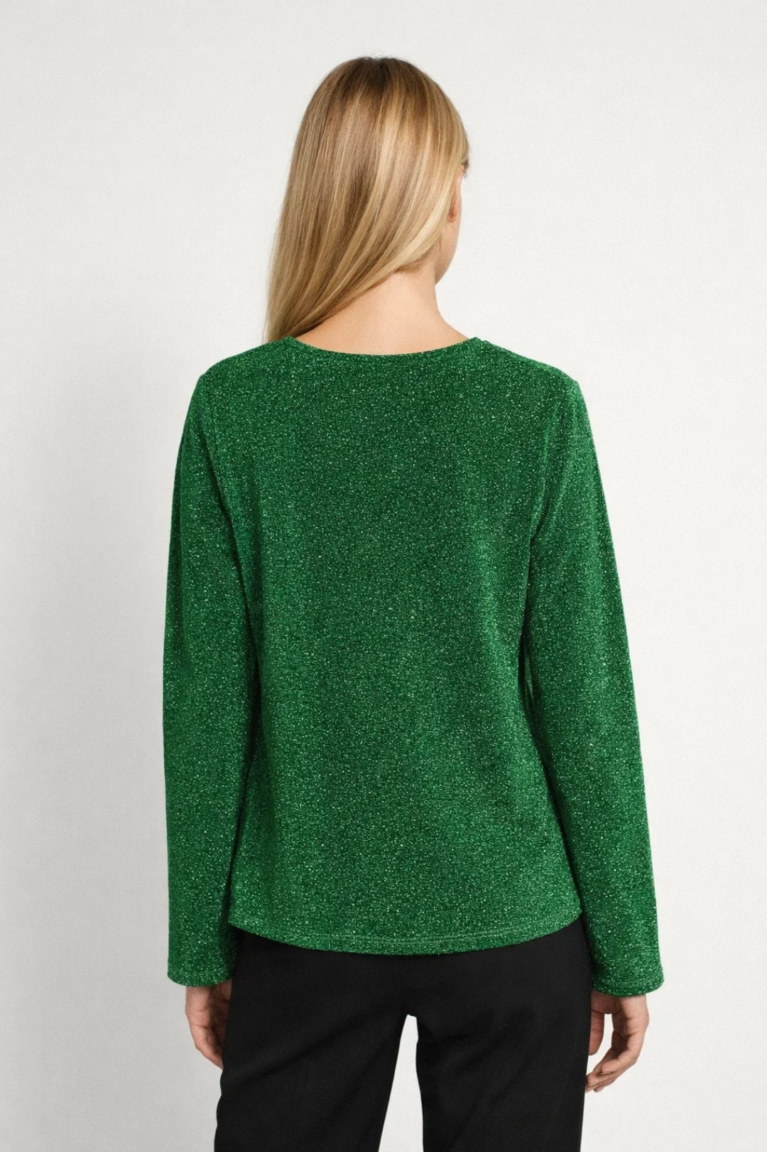 Women's Shimmer Knit Jumper with V Neck and Long Sleeves