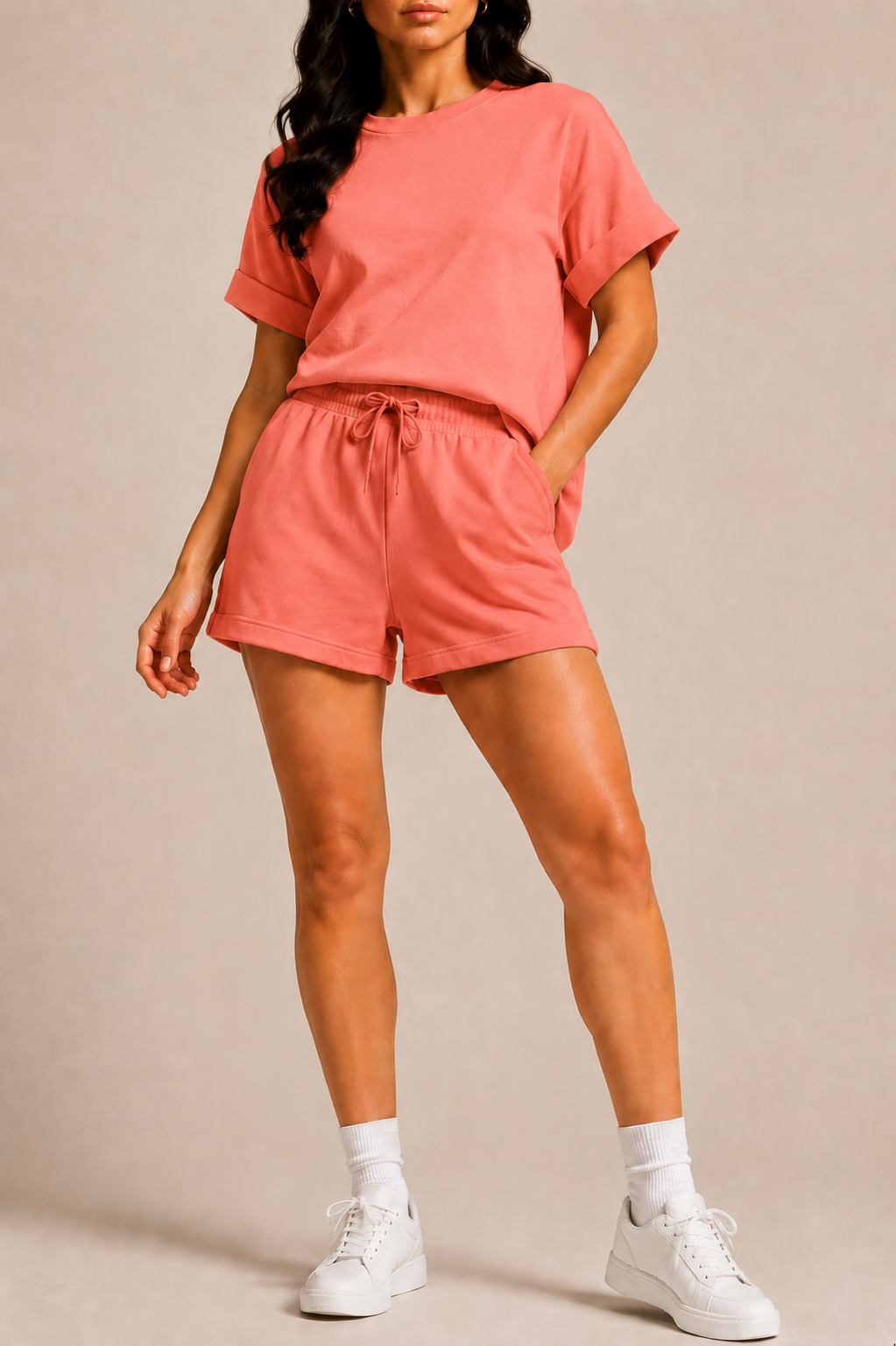 Shorts Set for Women with Short Sleeve Top