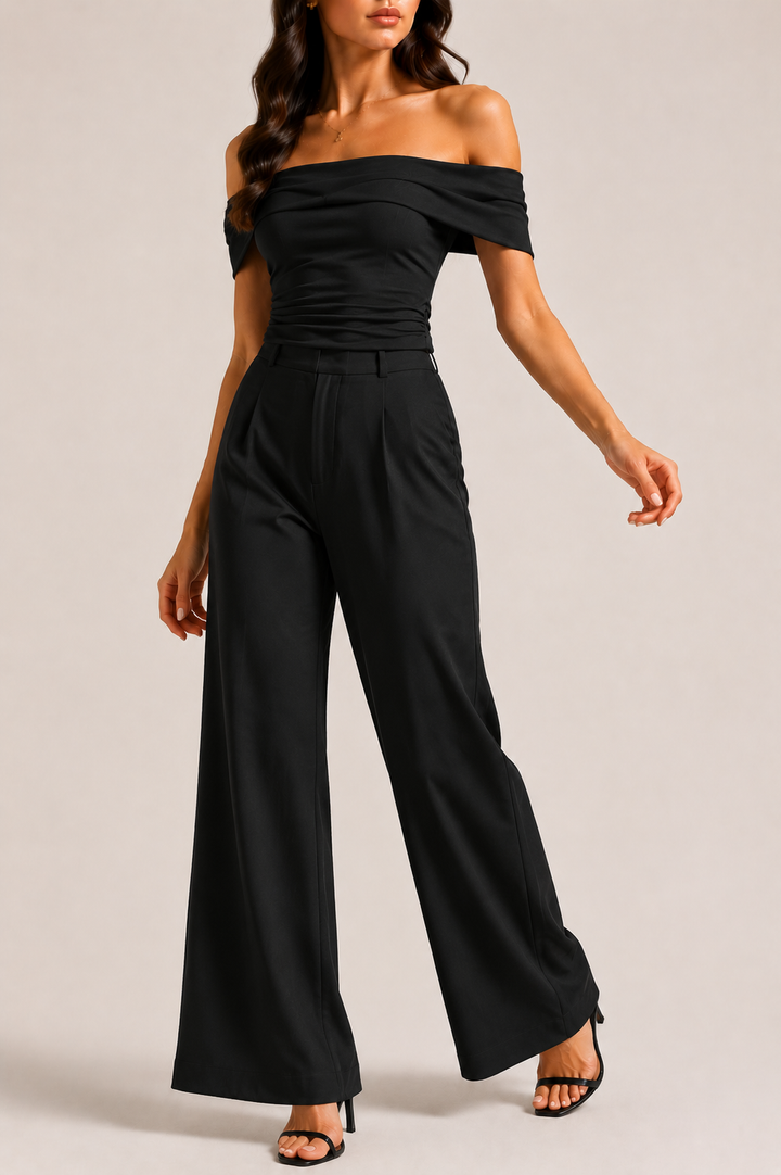 Off Shoulder Jumpsuit for Women with Wide Leg
