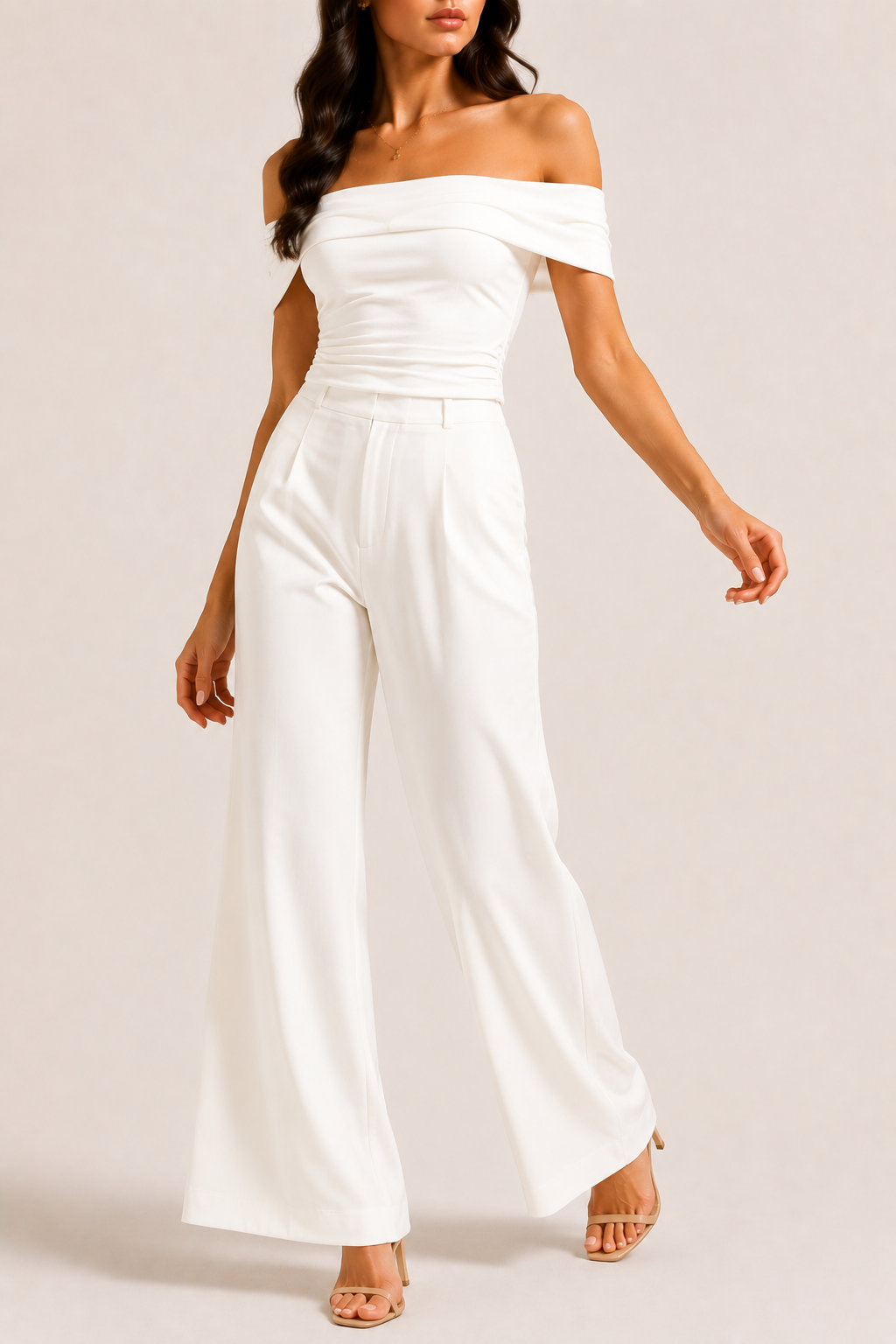 Off Shoulder Jumpsuit for Women with Wide Leg