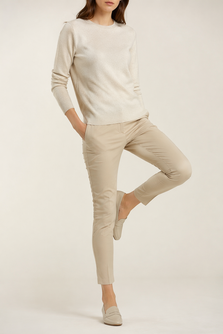 Women's Slim Fit Ankle Trousers with Stretch Fabric
