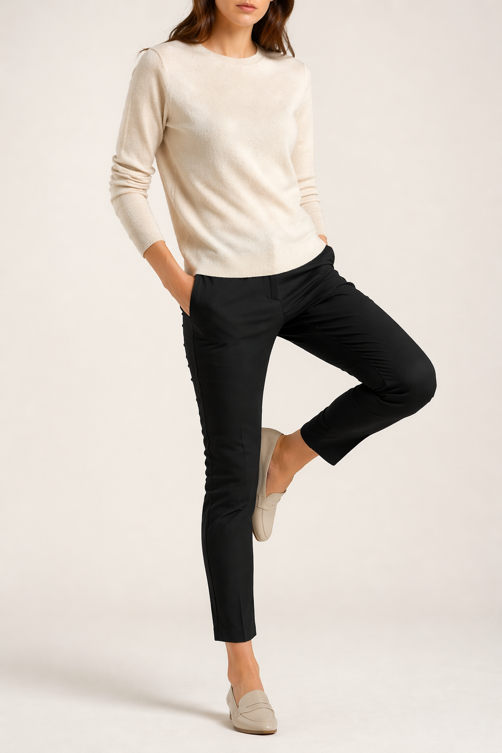 Women's Slim Fit Ankle Trousers with Stretch Fabric