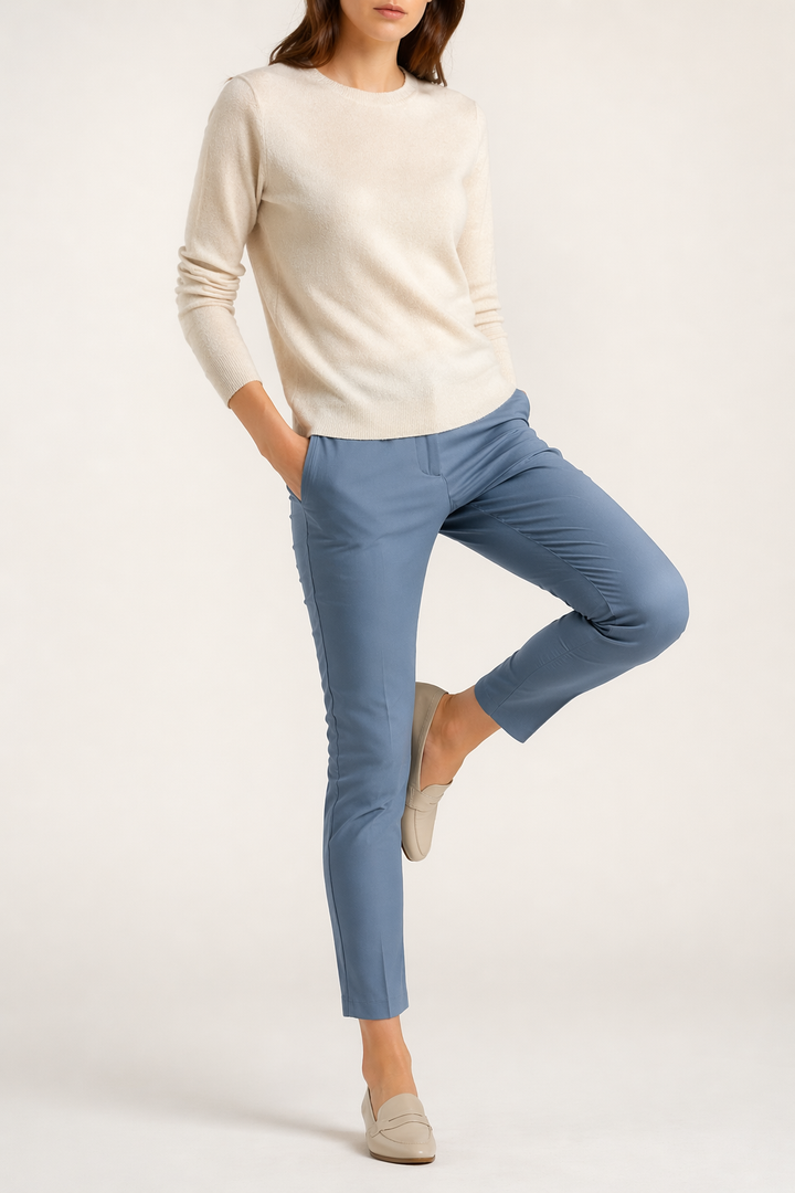 Women's Slim Fit Ankle Trousers with Stretch Fabric