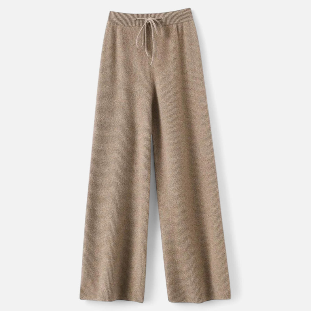Women's Wide Leg Trousers with High Waist and Side Pockets