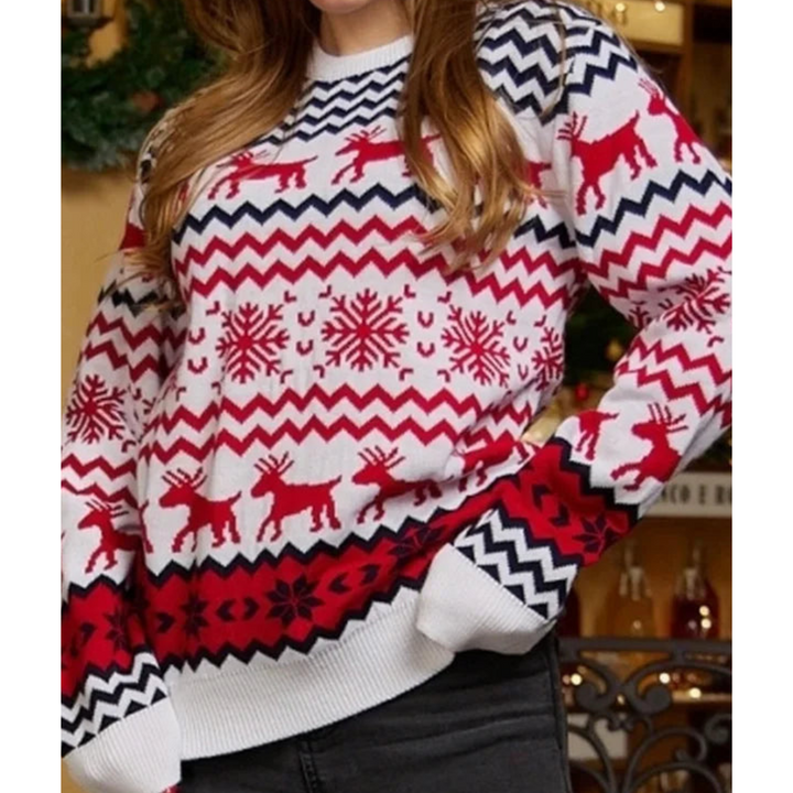 Women's Fair Isle Christmas Knit Jumper with Reindeer Pattern