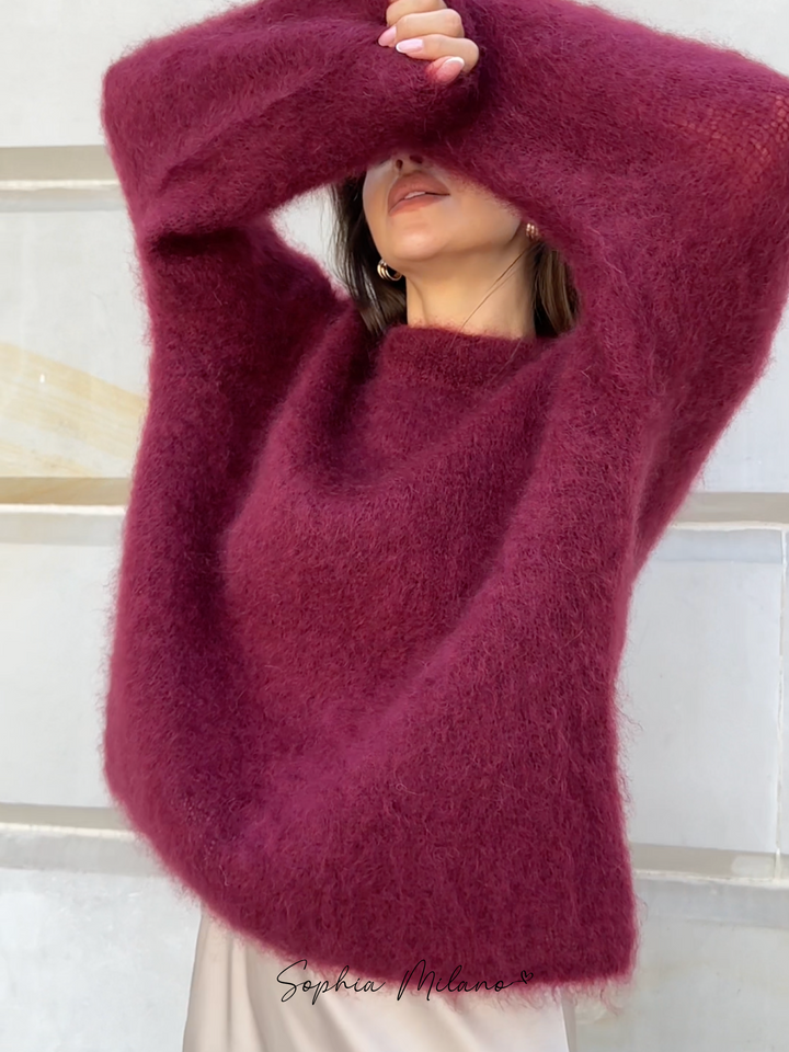 Women's Knitted Jumper with Round Neck and Relaxed Fit