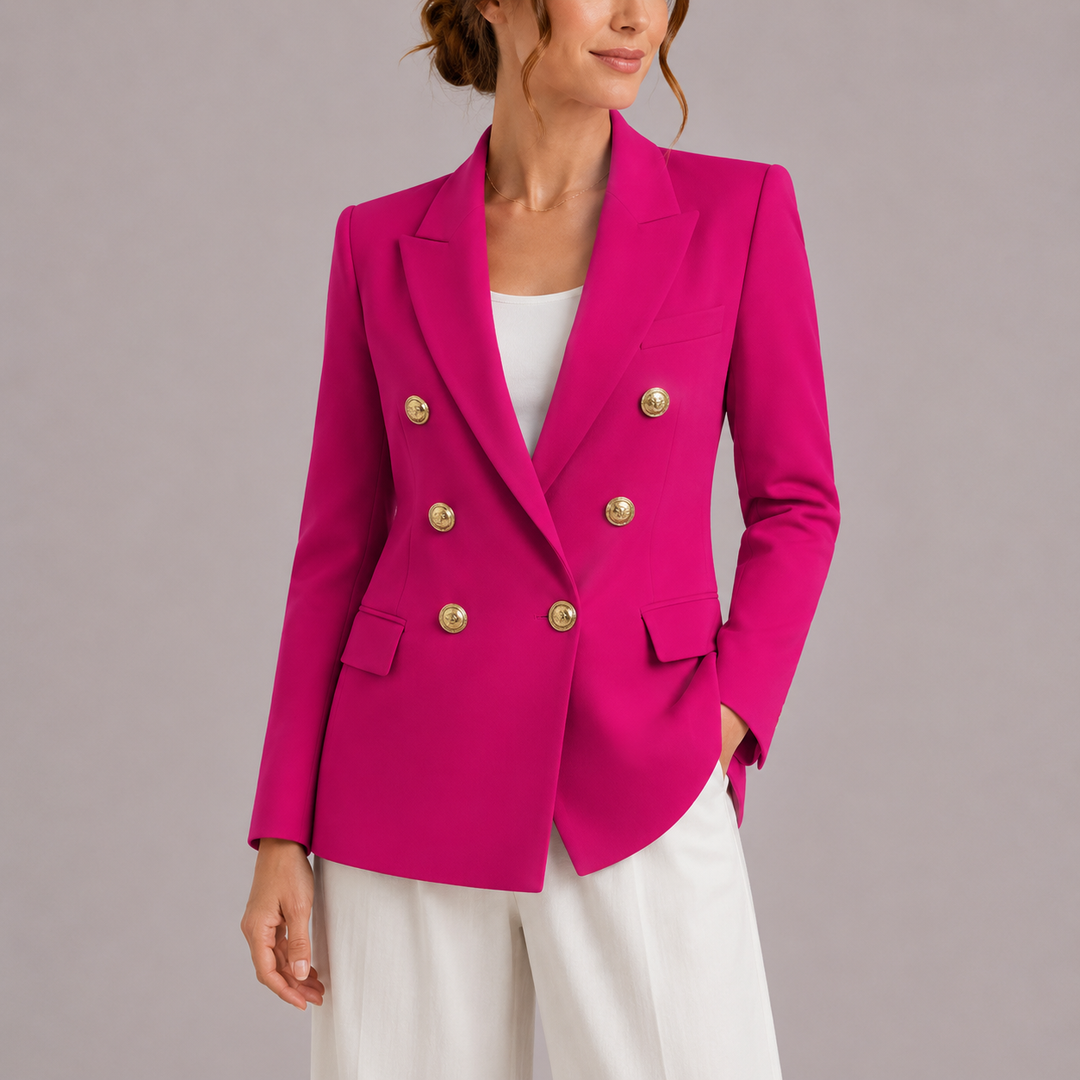 Women's Double Breasted Blazer with Gold Button Detail