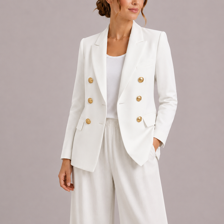 Women's Double Breasted Blazer with Gold Button Detail