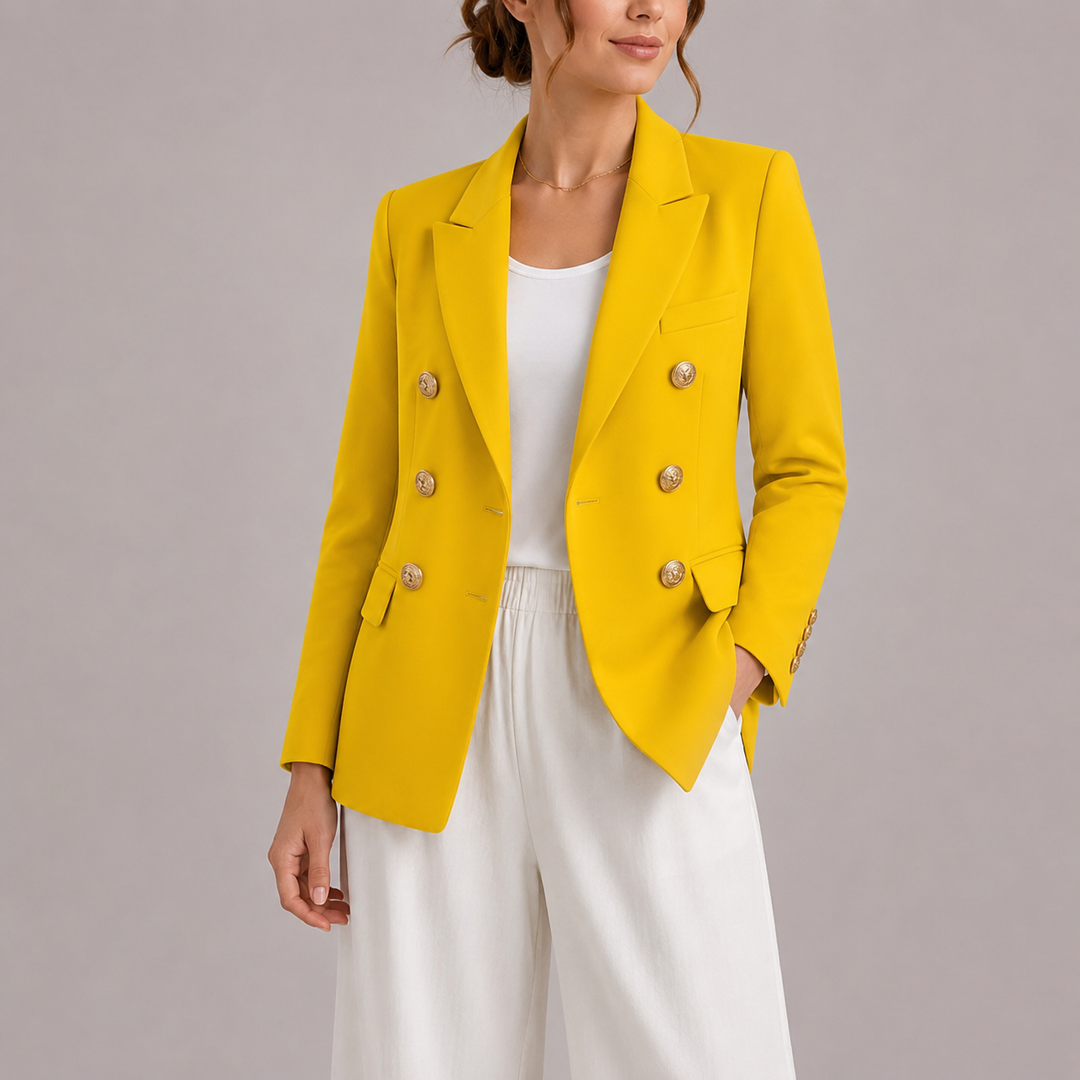 Women's Double Breasted Blazer with Gold Button Detail