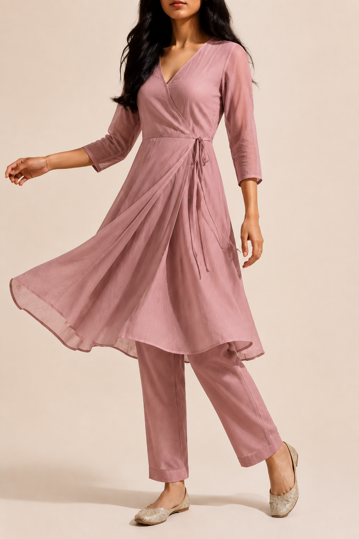 Women's Occasion Wrap Midi Dress with Tie Waist