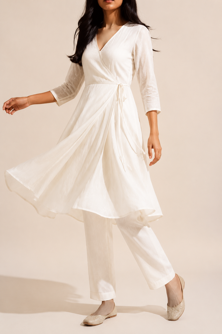 Women's Occasion Wrap Midi Dress with Tie Waist