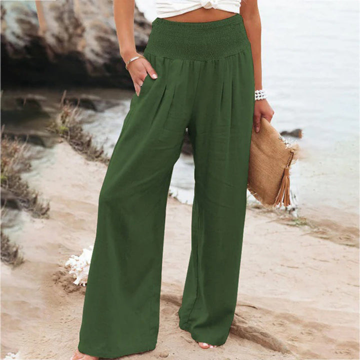 Women's Palazzo Trousers with High Waist and Wide Leg