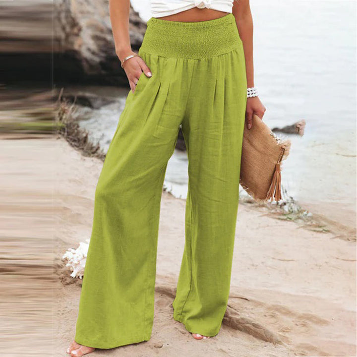 Women's Palazzo Trousers with High Waist and Wide Leg