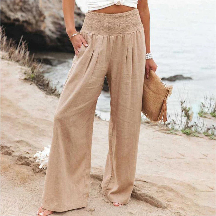 Women's Palazzo Trousers with High Waist and Wide Leg