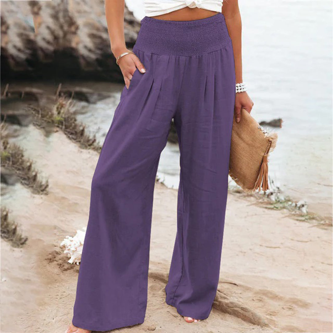 Women's Palazzo Trousers with High Waist and Wide Leg
