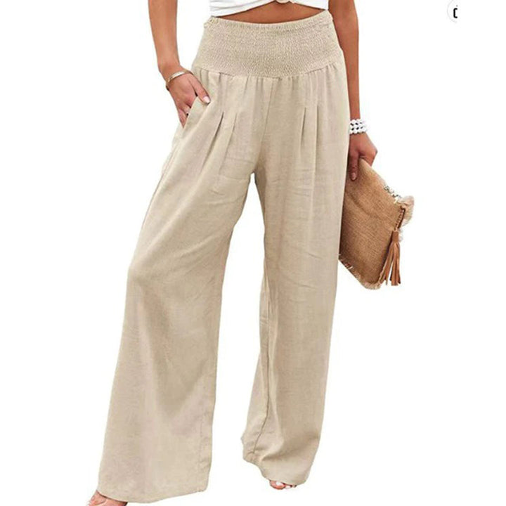 Women's Palazzo Trousers with High Waist and Wide Leg