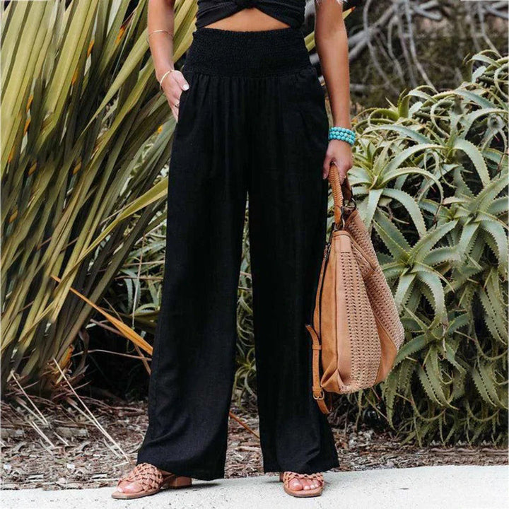 Women's Palazzo Trousers with High Waist and Wide Leg