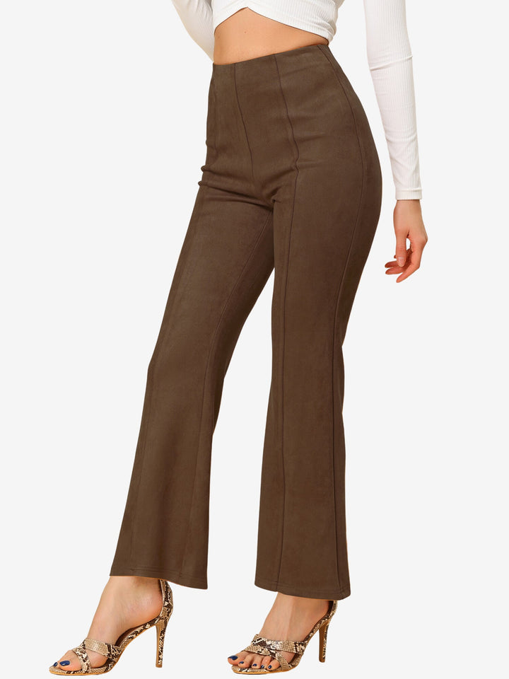 Women's High Waist Trousers with Flared Leg and Side Split