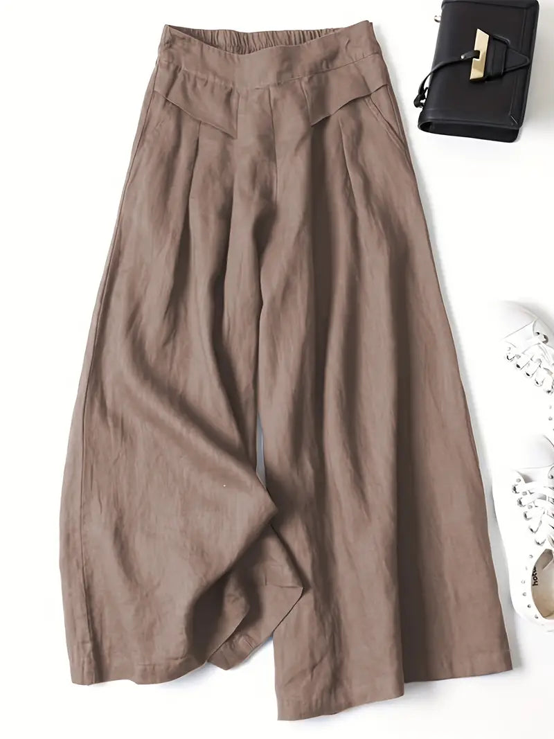 Women's Palazzo Trousers with High Waist and Wide Leg