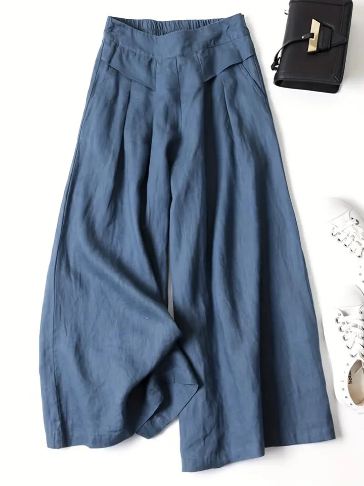 Women's Palazzo Trousers with High Waist and Wide Leg