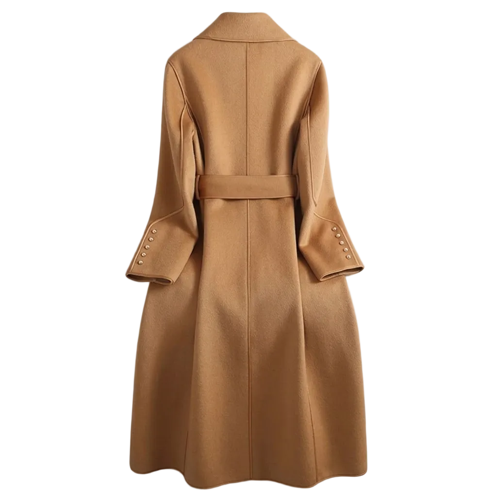 Women's Trench Coat with Tie Waist and Flared Hem