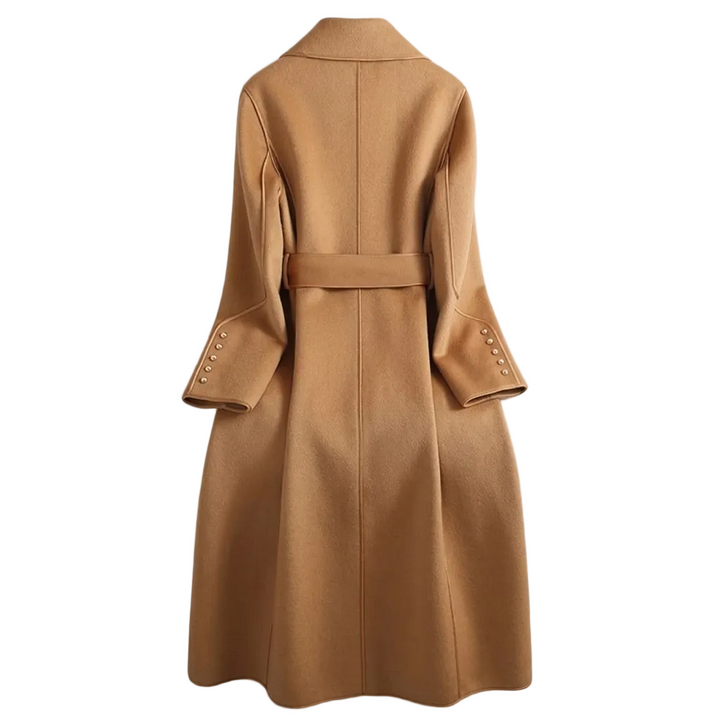 Women's Trench Coat with Tie Waist and Flared Hem