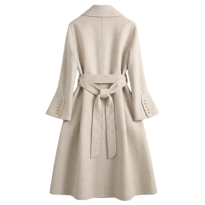 Women's Trench Coat with Tie Waist and Flared Hem
