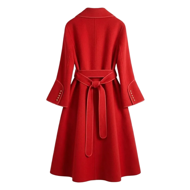 Women's Trench Coat with Tie Waist and Flared Hem
