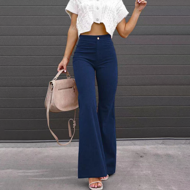 Women's High Waisted Flared Trousers with Tailored Fit