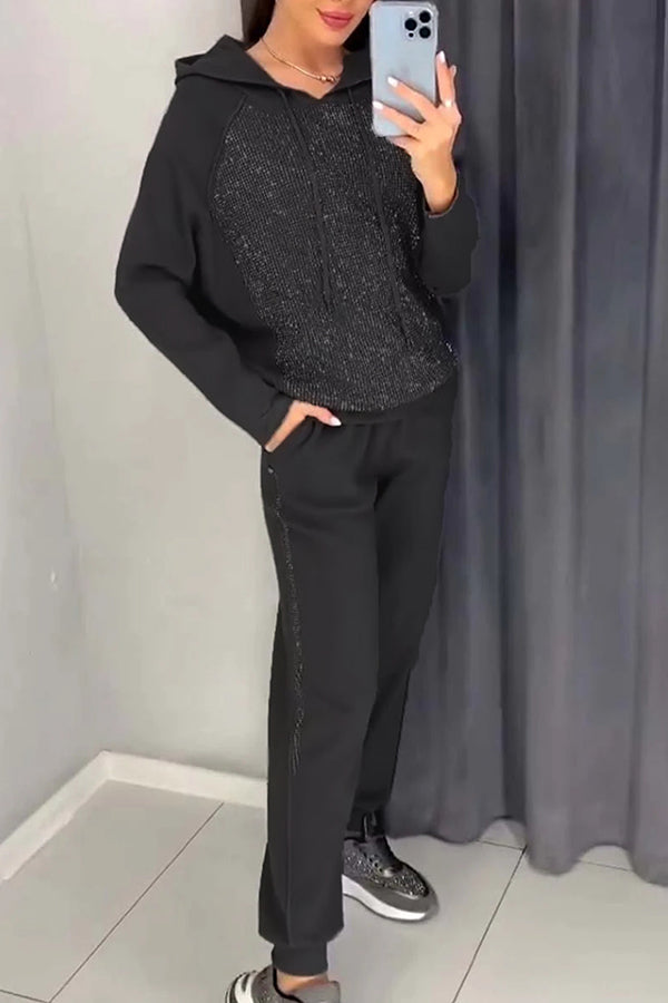Women's Knit Co Ord Set with Hooded Jumper and Joggers