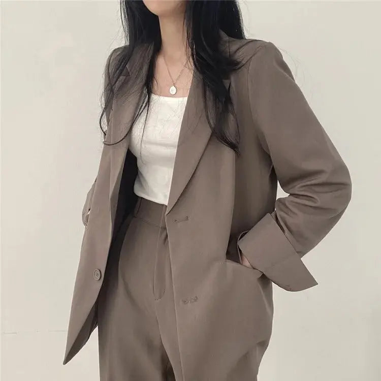Women's Tailored Co-Ord Set with Blazer and Wide Leg Trousers