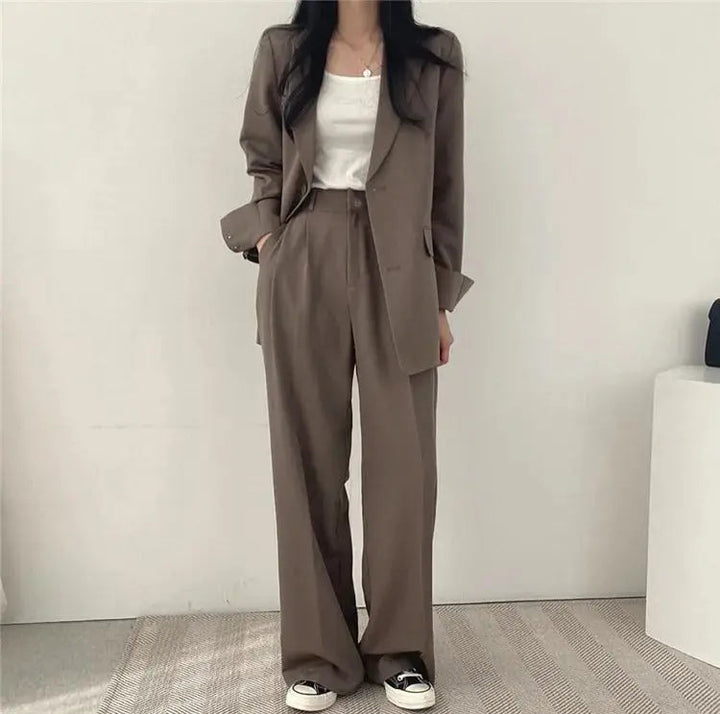 Women's Tailored Co-Ord Set with Blazer and Wide Leg Trousers