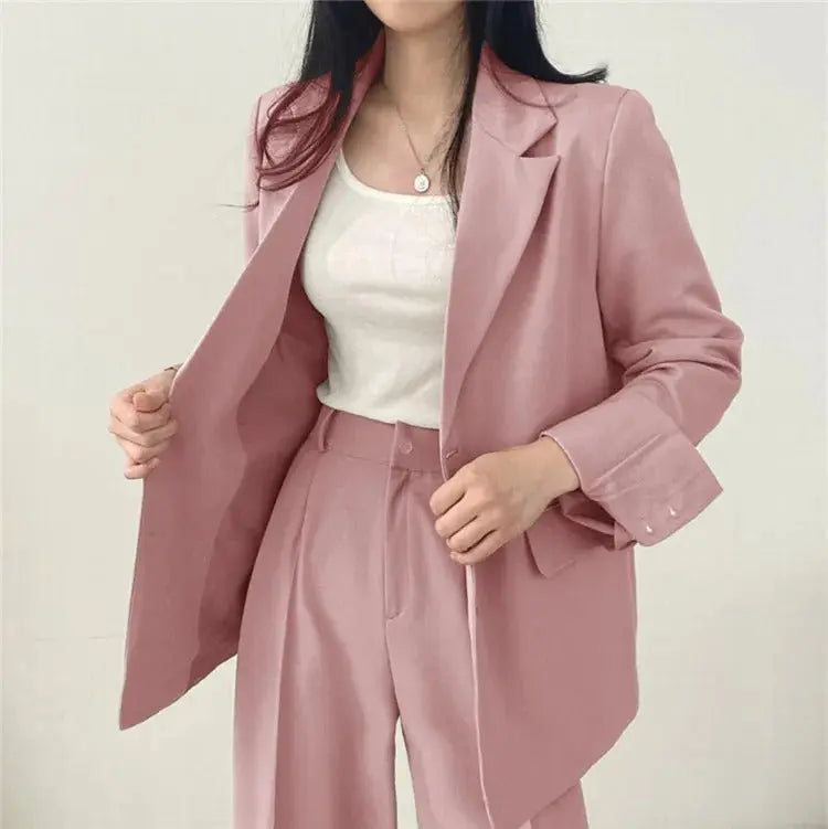 Women's Tailored Co-Ord Set with Blazer and Wide Leg Trousers