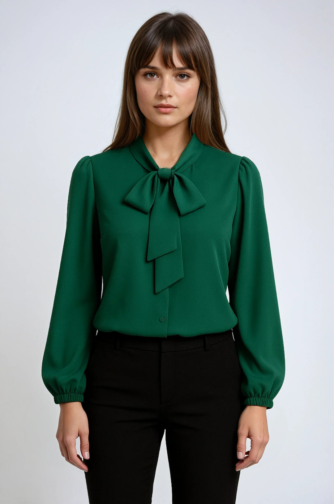 Women's Blouse with Bow Detail and Long Sleeves
